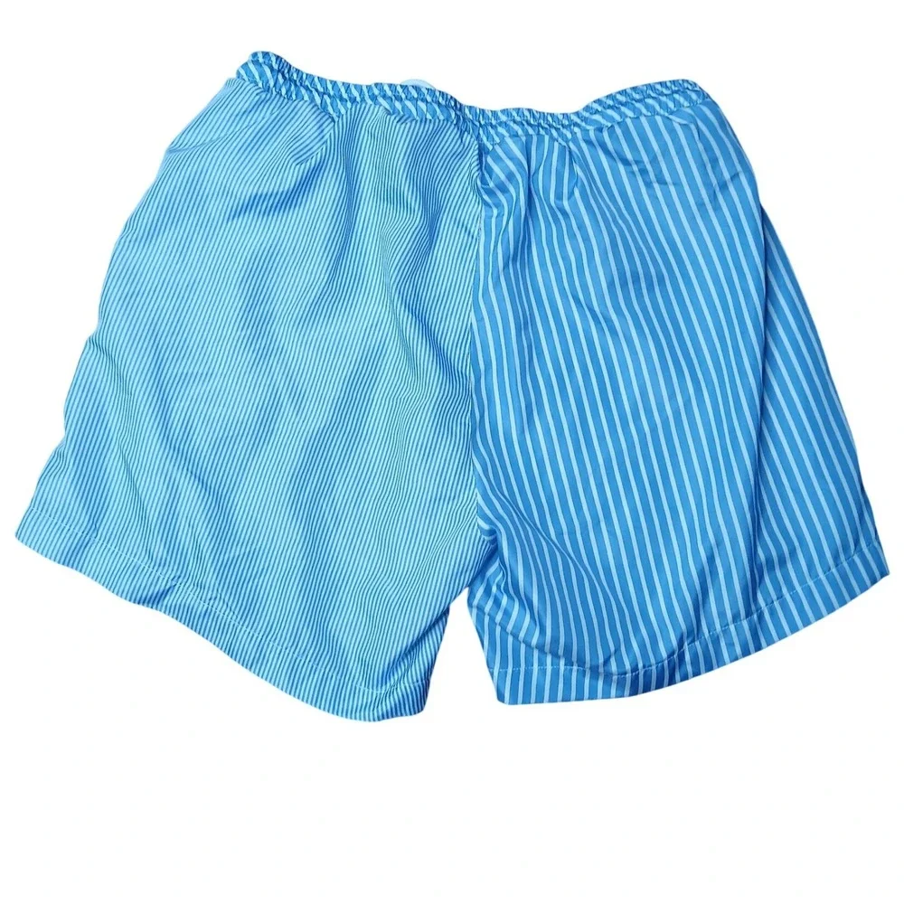 WeSC Swim Trunks Mens Large Blue‎ Yellow Striped Colorblock Board Shorts